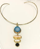 Collana rigida con Perla, Calcite e Onice Nero