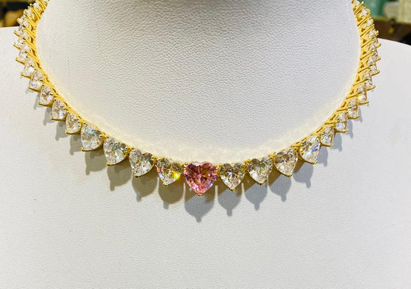 Collana girocollo Tennis Cuori a scalare
