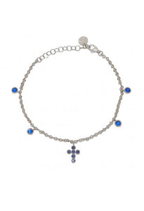 Bracciale Croce con Zirconi Zaffiri