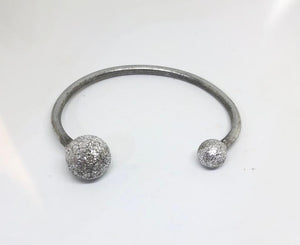 Bracciale Aperto Rigido Sfere Diamantate 100% Alluminio