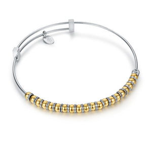Bracciale Molla con Sfere ed Anellini - oro