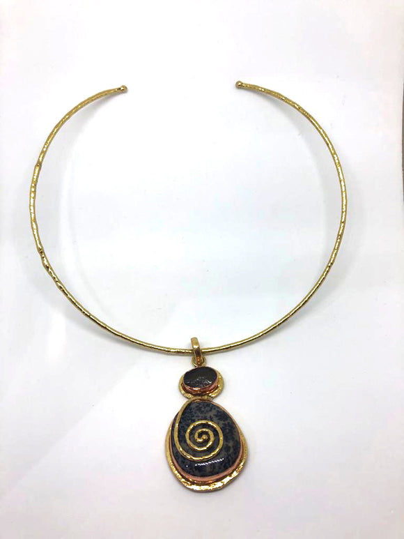 Collana rigida Diaspro e Quarzo SH45