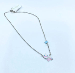 collana unicorno rosa e stellina celeste