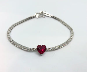 Bracciale Tennis Cuore Fucsia
