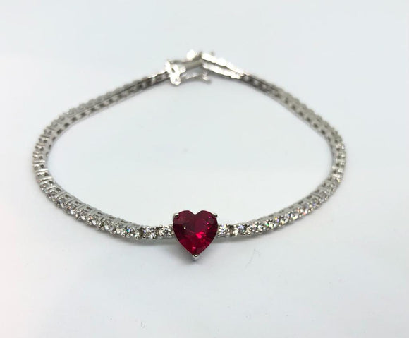 Bracciale Tennis Cuore Fucsia