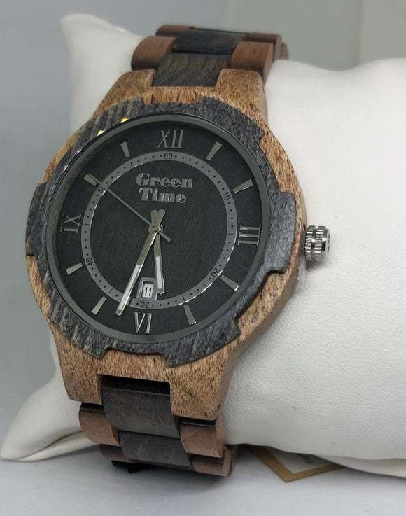 Orologio in legno acero caffè e grigio scuro