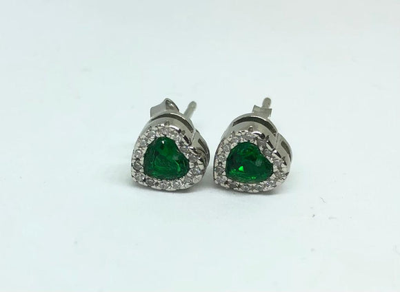 Orecchini Cuore Cristallo Verde