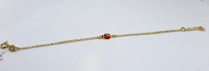 Bracciale Neonato con Coccinella Rossa - Oro