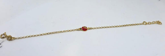 Bracciale Neonato con Coccinella Rossa - Oro