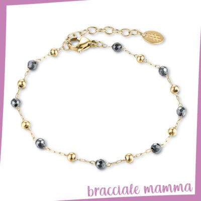 Bracciale Sfere ed Ematite - Mamma e Bimba - oro