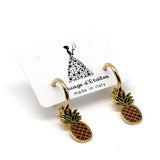 orecchini cerchietto pendente ananas