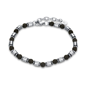 Bracciale Pietra Lavica Ematite e Cilindrini