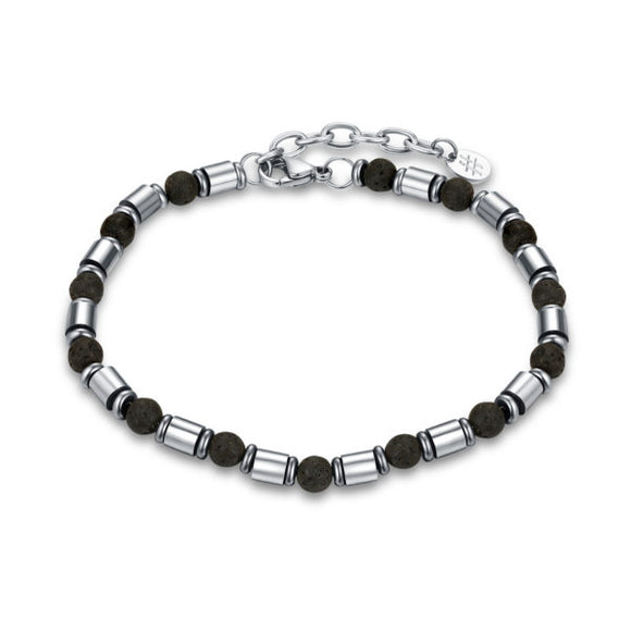 Bracciale Pietra Lavica Ematite e Cilindrini