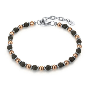Bracciale Pietra Lavica e Ematite Rosè e Anellini