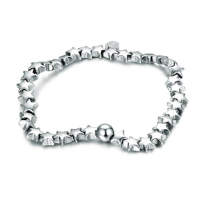 Bracciale Ematite Stelle Rodio 6mm