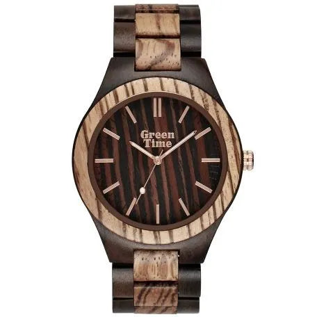 Orologio in legno zebrano e sandalo