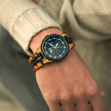 Orologio in legno Ebano, Zebrano e Acciaio - Engine zw107a