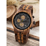 Orologio Cronografo in legno Zebrano e Noce, con acciaio - Yellow 126A