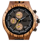 Orologio Cronografo in legno Zebrano e Noce, con acciaio - Yellow 126A